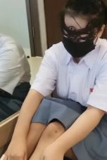 Cosplay sma masker hitam bondage bdsm goyang kucing di kaca